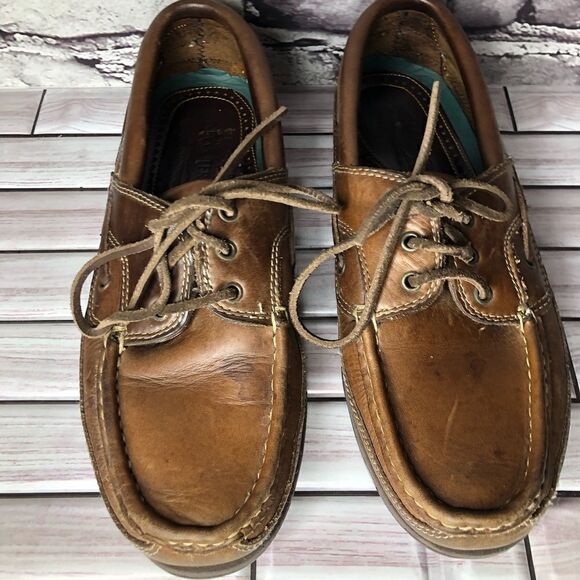 New Terrain Goodyear Brown Genuine Leather Boat Lace Casual Shoes Men Sz 8.5D US - Picture 4 of 15